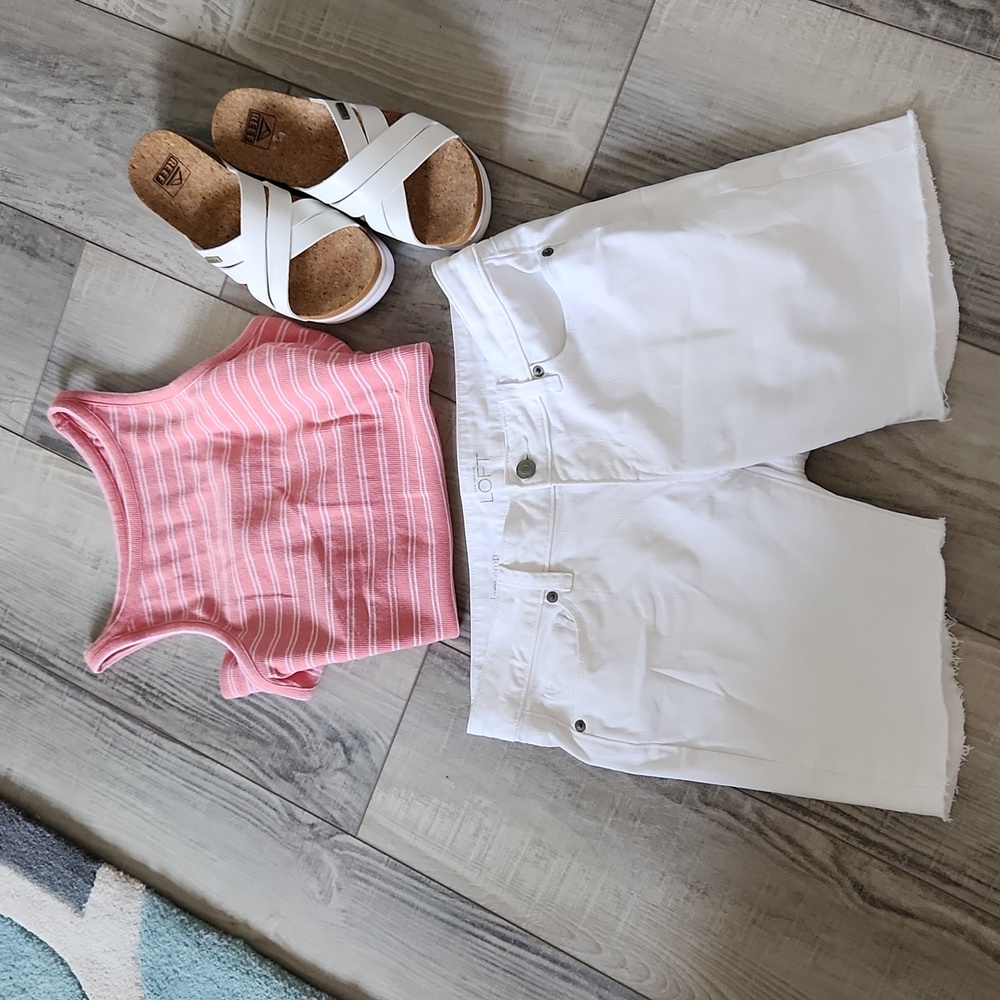 Loft White Cutoffs Upcycled 4/27 P